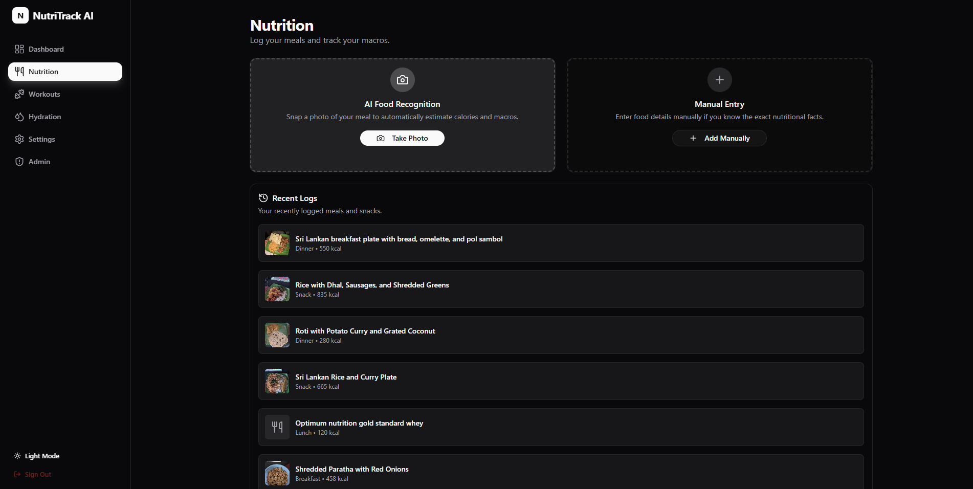 NutriTrack screenshot 2